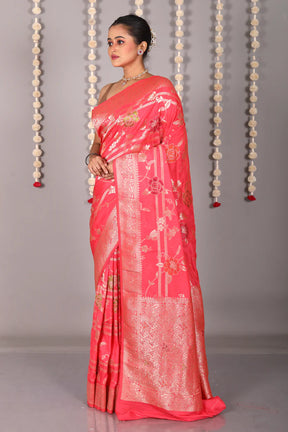 Red Blended Khaddi Saree - Keya Seth Exclusive