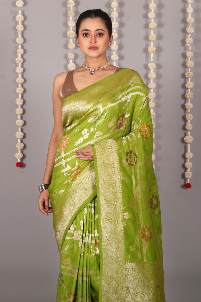 Green Blended Khaddi Saree - Keya Seth Exclusive