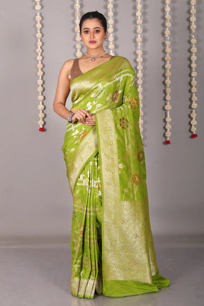 Green Blended Khaddi Saree - Keya Seth Exclusive