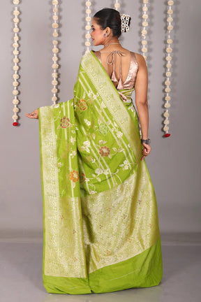 Green Blended Khaddi Saree - Keya Seth Exclusive