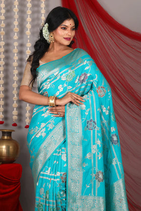 Rama Green Blended Khaddi Saree - Keya Seth Exclusive