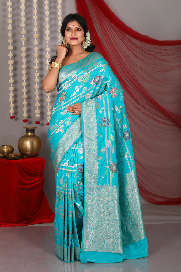 Rama Green Blended Khaddi Saree - Keya Seth Exclusive
