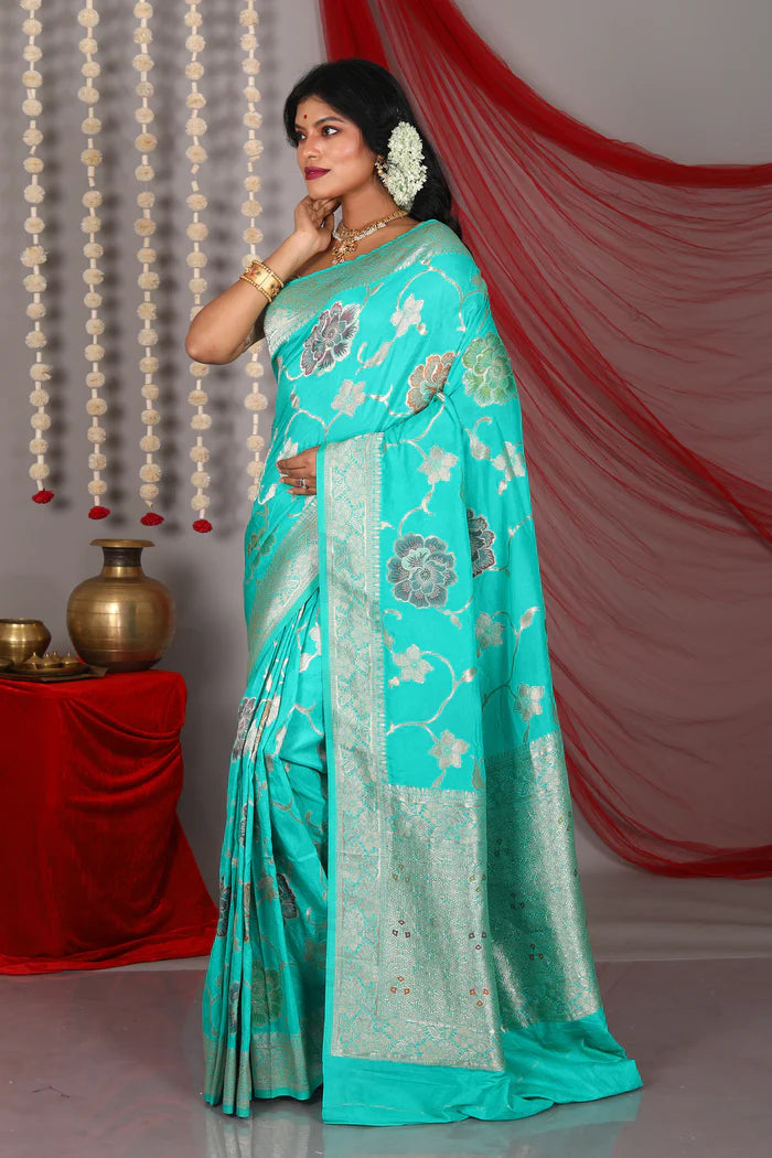Rama Green Blended Khaddi Saree - Keya Seth Exclusive