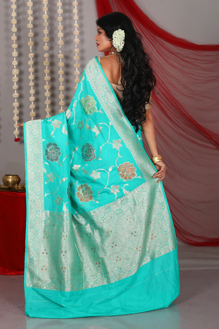 Rama Green Blended Khaddi Saree - Keya Seth Exclusive