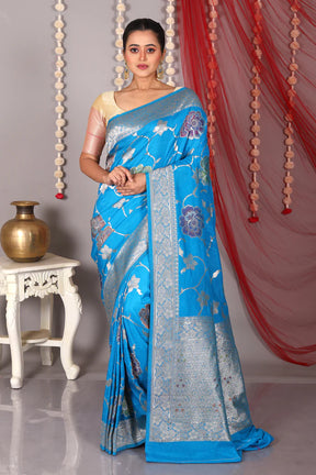 Blue Blended Khaddi Saree - Keya Seth Exclusive