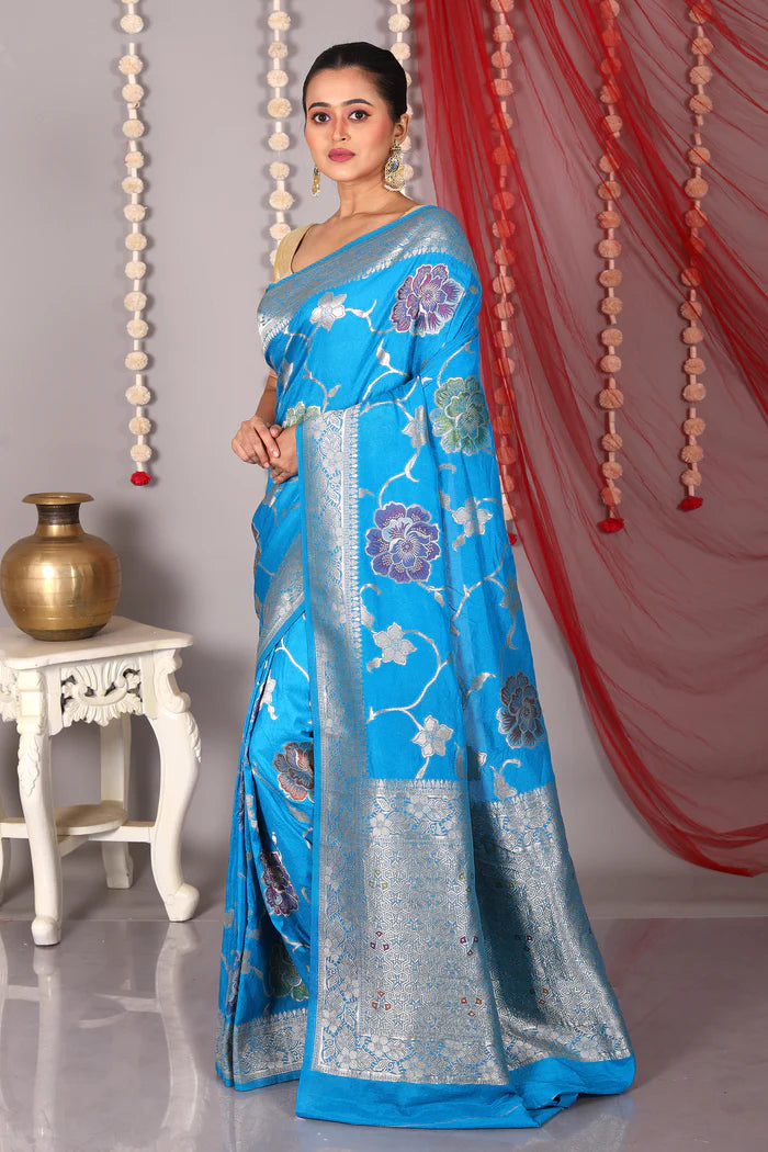 Blue Blended Khaddi Saree - Keya Seth Exclusive