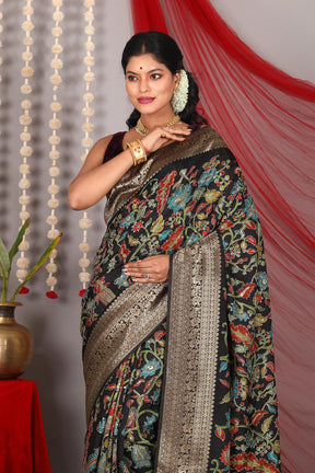 Black Pure Khaddi Saree - Keya Seth Exclusive