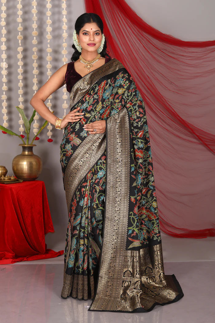 Black Pure Khaddi Saree - Keya Seth Exclusive