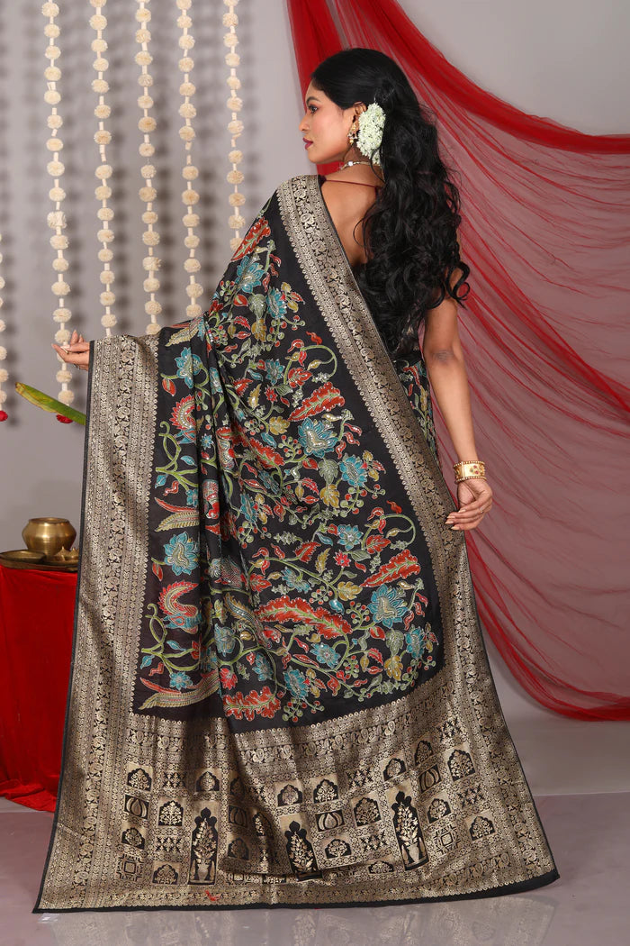Black Pure Khaddi Saree - Keya Seth Exclusive