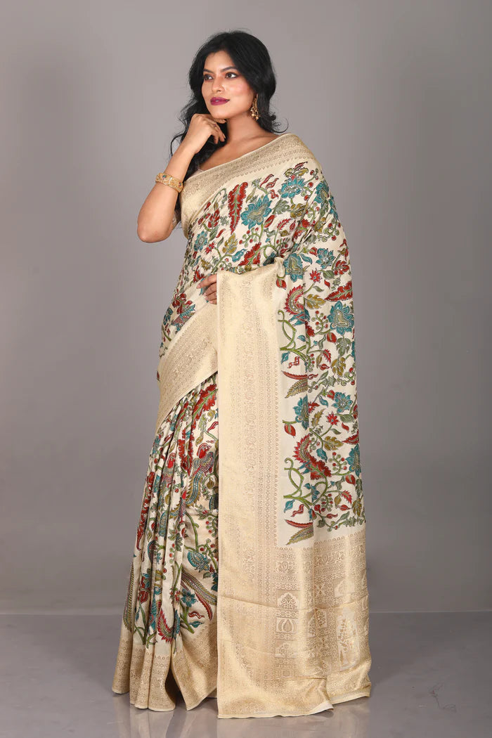 Designer Offwhite Khaddi Georgette Saree - Keya Seth Exclusive