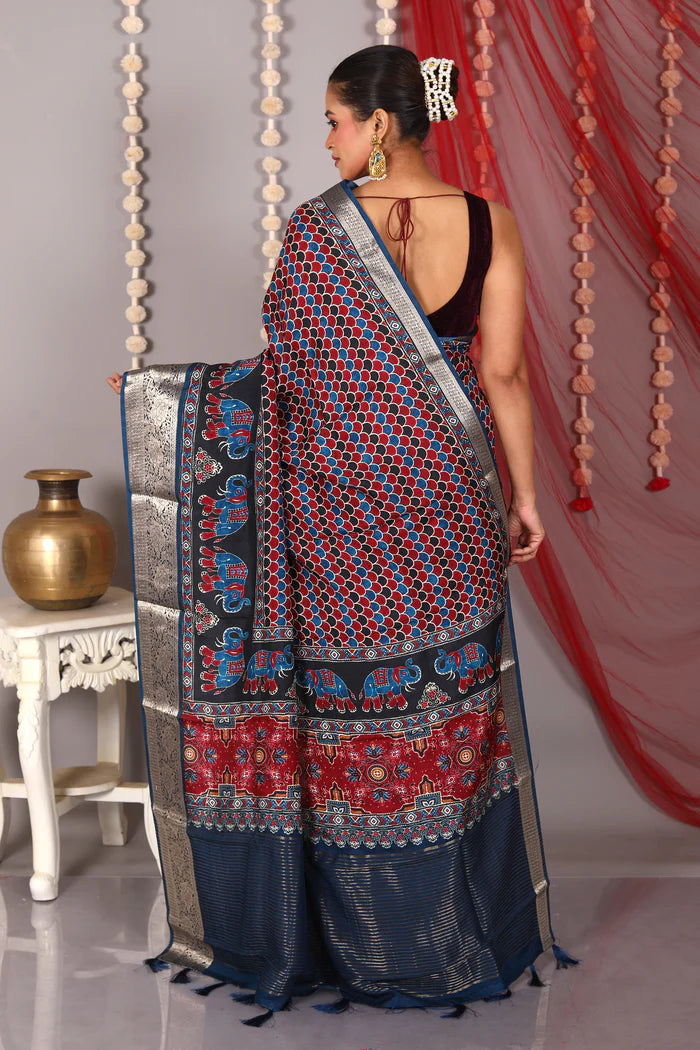 Multicolored Blended Printed Silk Saree - Keya Seth Exclusive