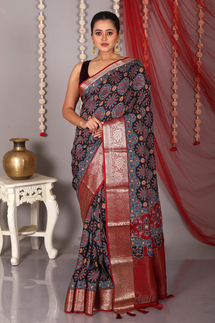 Multicolored Blended Printed Silk Saree - Keya Seth Exclusive