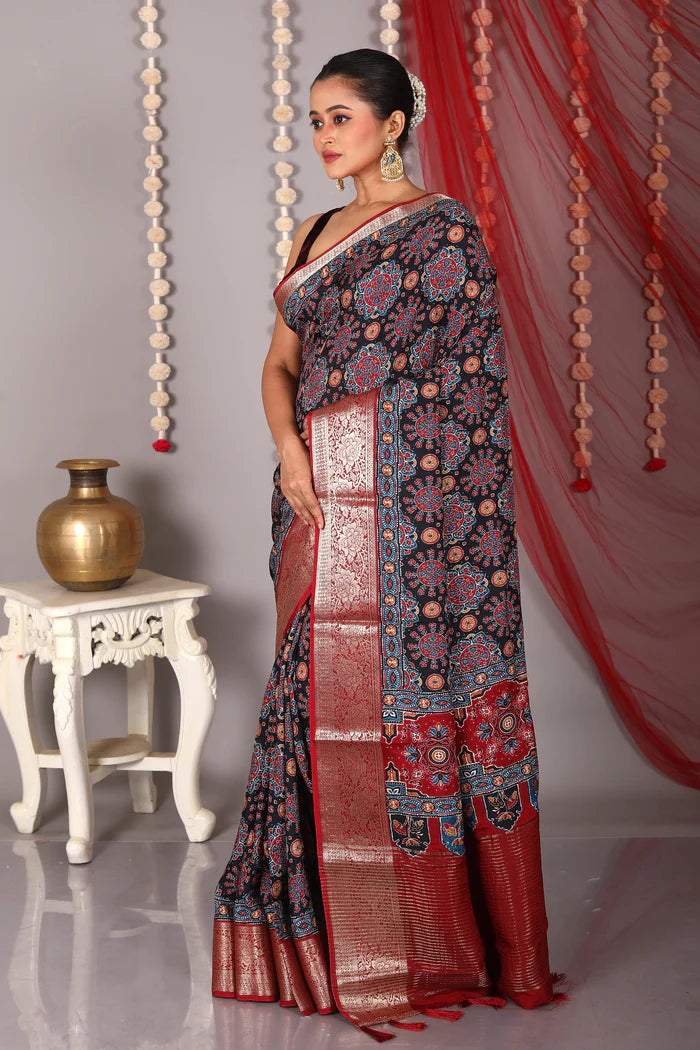 Multicolored Blended Printed Silk Saree - Keya Seth Exclusive