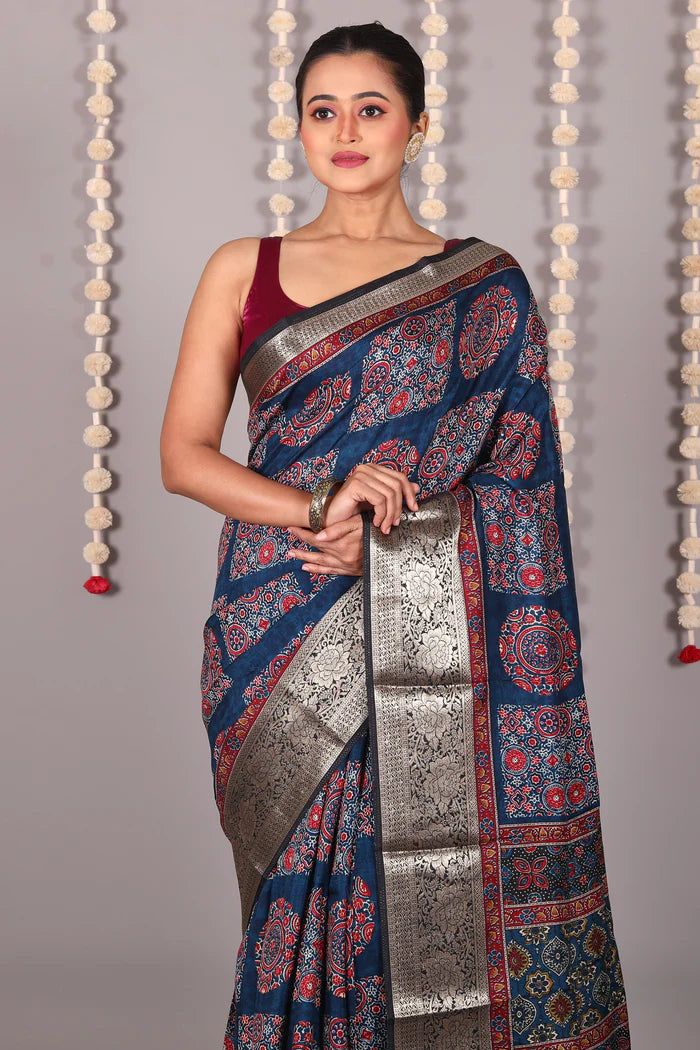 Multicolored Blended Printed Silk Saree - Keya Seth Exclusive