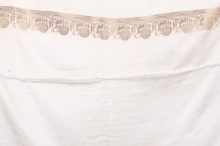 White Blended Satin Silk Saree - Keya Seth Exclusive