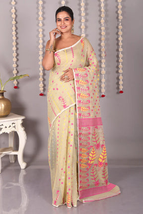 Light Green Cotton Jamdani Saree - Keya Seth Exclusive