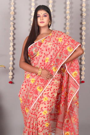 Light Brown Cotton Jamdani Saree - Keya Seth Exclusive
