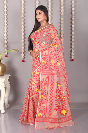 Light Brown Cotton Jamdani Saree - Keya Seth Exclusive