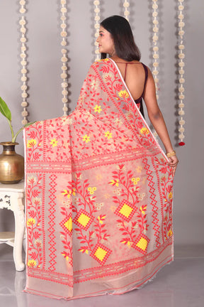 Light Brown Cotton Jamdani Saree - Keya Seth Exclusive