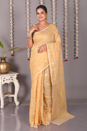 Yellow Cotton Jamdani Saree - Keya Seth Exclusive