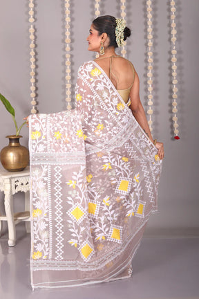 Beige Cotton Jamdani Saree - Keya Seth Exclusive