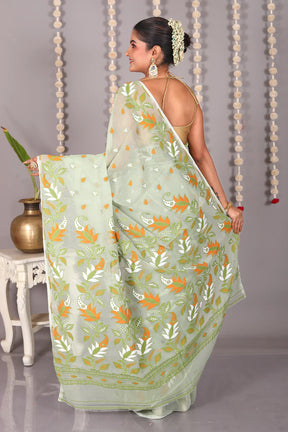 Green Cotton Jamdani Saree - Keya Seth Exclusive