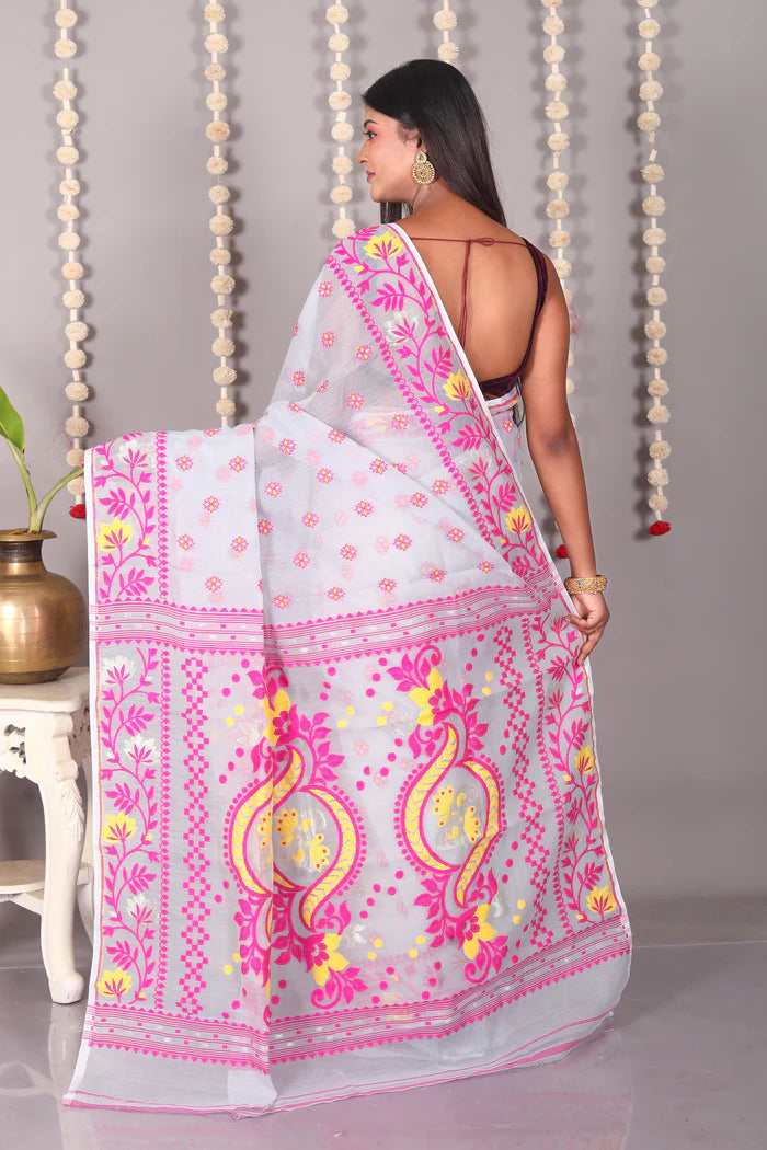 Grey Cotton Jamdani Saree - Keya Seth Exclusive