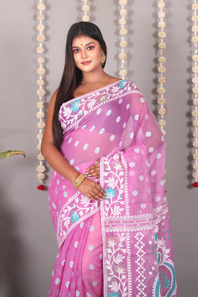 Purple Cotton Jamdani Saree - Keya Seth Exclusive