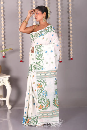 Offwhite Cotton Jamdani Saree - Keya Seth Exclusive