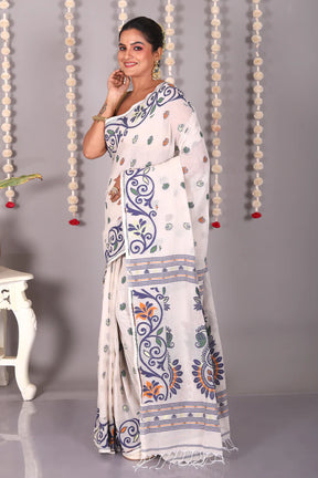 Offwhite Cotton Jamdani Saree - Keya Seth Exclusive
