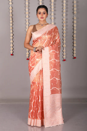 Light Brown Blended Tissue With Jalwork - Keya Seth Exclusive