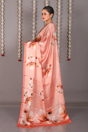 Orange Blended Satin Silk Saree - Keya Seth Exclusive