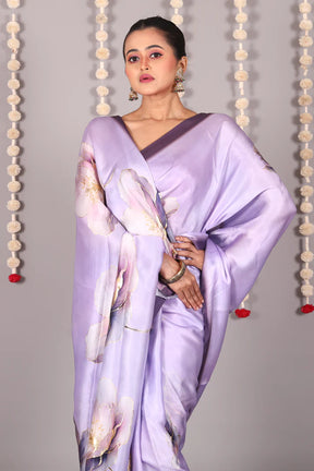 Purple Blended Satin Silk Saree - Keya Seth Exclusive