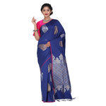 Load image into Gallery viewer, Blue Color Sana Silk Saree with highlighted all over Silver motif and Pallu