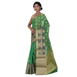 Load image into Gallery viewer, Green Color Chanderi Silk Saree with all over golden buta highlighted zari  work with Border