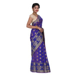 Load image into Gallery viewer, Dark Blue Color Chanderi Silk Saree with all over golden buta highlighted zari  work with Border