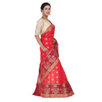Load image into Gallery viewer, Red Color Chanderi Silk Saree with all over golden buta highlighted zari  work with Border