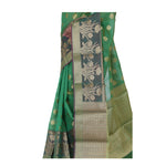 Load image into Gallery viewer, Green Color Chanderi Silk Saree with all over golden buta highlighted zari  work with Border