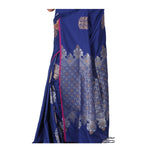 Load image into Gallery viewer, Blue Color Sana Silk Saree with highlighted all over Silver motif and Pallu