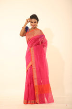 Load image into Gallery viewer, PINK COLOUR CHANDERI SILK SAREE WITH CONTRASTING  ZARI WOVEN BORDER - Keya Seth Exclusive