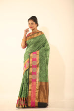 Load image into Gallery viewer, GREEN COLOUR EPICAL SILK WITH ALL OVER SELF WEAVING - Keya Seth Exclusive