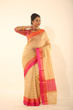 Load image into Gallery viewer, GOLDEN COLOUR CHANDERI SILK SAREE WITH MULTILAYERED SATIN BORDER - Keya Seth Exclusive