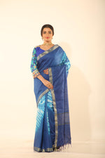 Load image into Gallery viewer, BLUE COLOUR MUGA DYED COTTON HANDLOOM - Keya Seth Exclusive