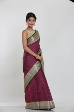 Load image into Gallery viewer, MAROON COLOUR JUTE SILK SAREE WITH ALL OVER SELF THREAD WEAVING - Keya Seth Exclusive