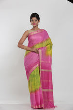 Load image into Gallery viewer, GREEN COLOUR MUGA HANDLOOM SAREE WITH CONTRASTING TIE AND DIE EFFECT - Keya Seth Exclusive