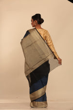 Load image into Gallery viewer, BLUE COLOUR JUTE SILK SAREE WITH ALL OVER SELF THREAD WEAVING - Keya Seth Exclusive