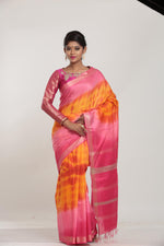 Load image into Gallery viewer, ORANGE COLOUR MUGA HANDLOOM SAREE WITH CONTRASTING TIE AND DIE EFFECT - Keya Seth Exclusive