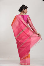 Load image into Gallery viewer, ORANGE COLOUR MUGA HANDLOOM SAREE WITH CONTRASTING TIE AND DIE EFFECT - Keya Seth Exclusive