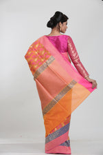 Load image into Gallery viewer, ORANGE COLOUR MINAKARI TISSU SILK WITH ALL OVER FLORAL WEAVING - Keya Seth Exclusive