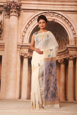 Load image into Gallery viewer, BLUE COLOUR DACCAI FINISH COTTON HANDLOOM SAREE
